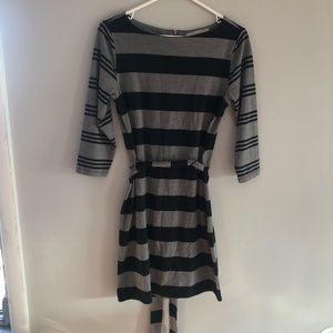 Ann Taylor Loft Dress. Navy and gray striped